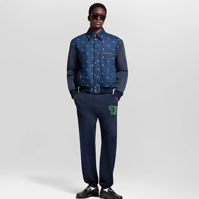 lv louis vuitton two tone fabric jogger pants